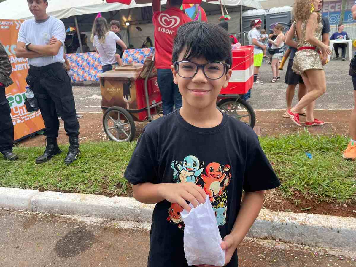 Gustavo Santório, de 7 anos, está curtindo o terceiro carnaval com a família