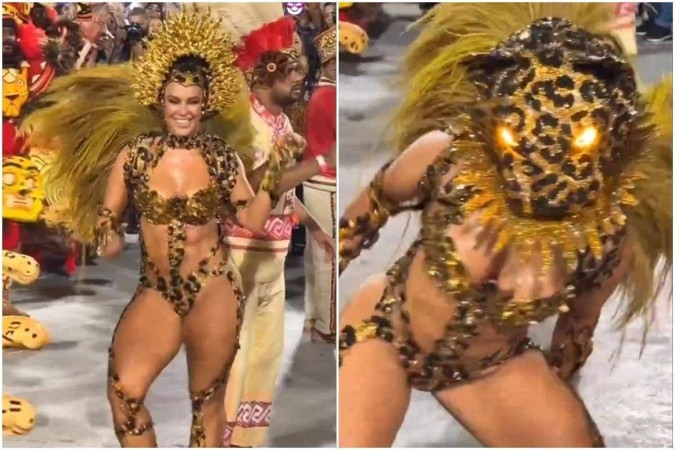 Paolla Oliveira, rainha de bateria da escola Grande Rio, desfilou no domingo -  (crédito: Reprodução/Redes sociais)