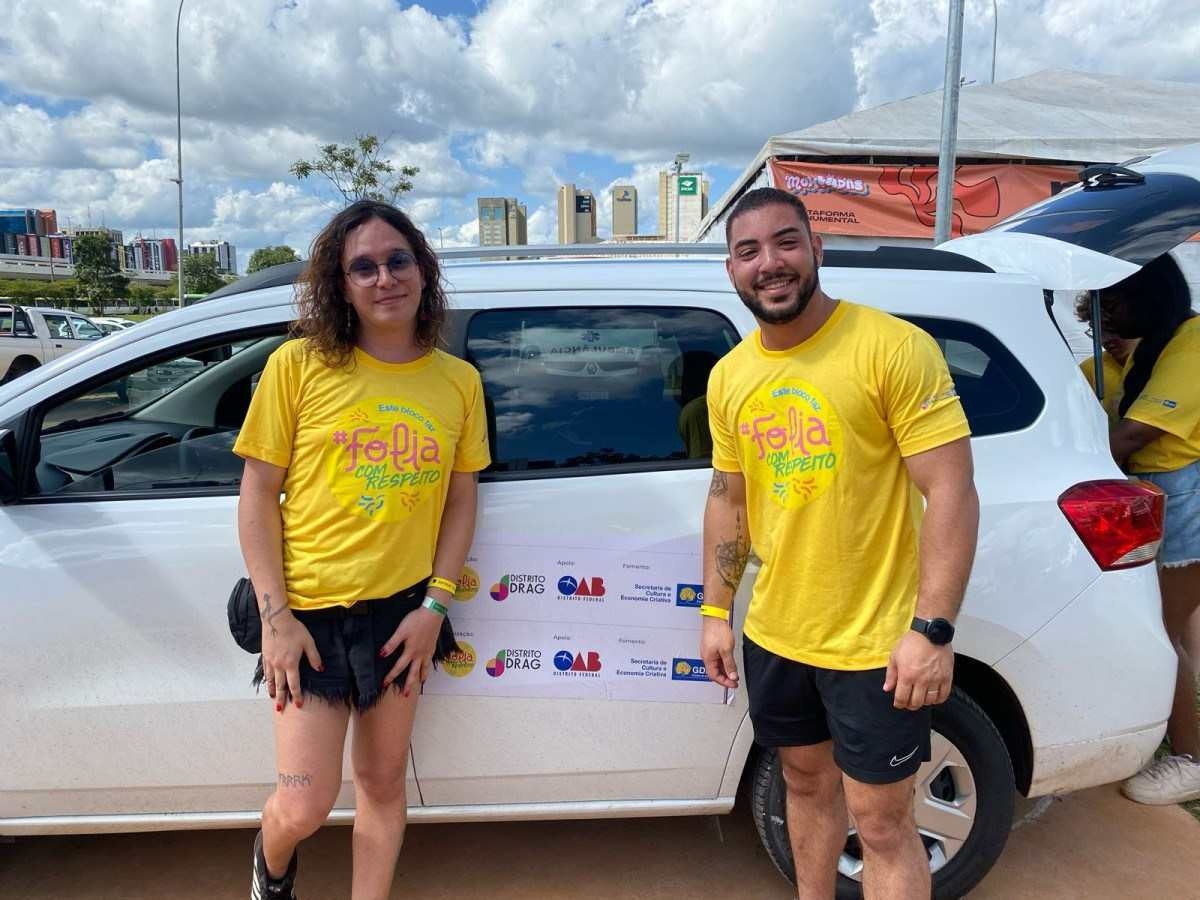 Maria Vitória e Lucas Macedo, da iniciativa Folia com Respeito