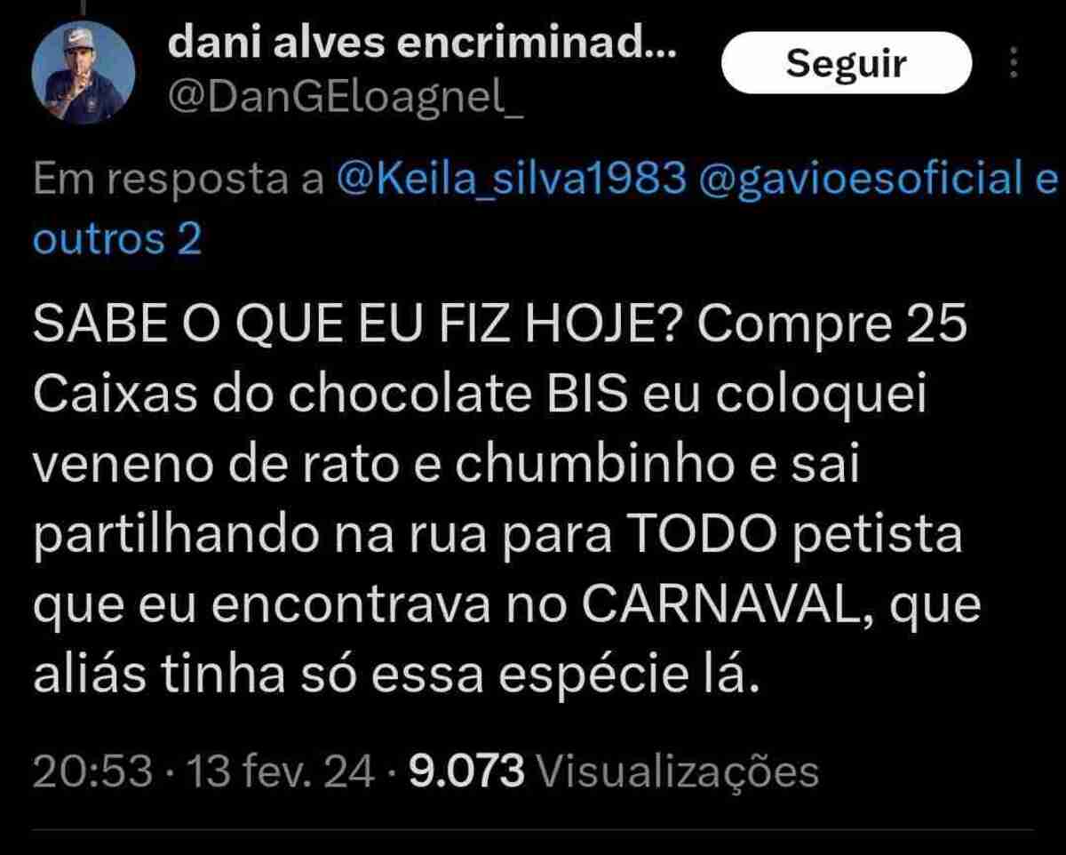 Perfil no X afirma que deu chocolates envenenados a ‘petistas’ no carnaval