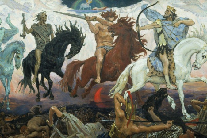 Os quatro cavaleiros do apocalipse, em pintura de Viktor Vasnetsov, de 1887 -  (crédito: Domínio público)