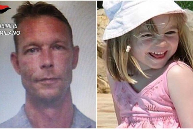 Montagem com foto de arquivo de tirada em 2018 de Christian B. e Madeleine McCann -  (crédito:  ITALIAN CARABINIERI PRESS OFFICE e  METROPOLITAN POLICE/ AFP )