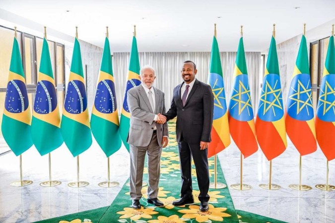 O presidente Luiz Inácio Lula da Silva esteve reunido com o primeiro-ministro da Etiópia, Abiy Ahmed, na capital etíope de Adis Abeba -  (crédito: Ricardo Stuckert)