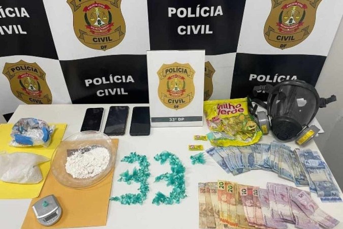 Traficante preso pela PCDF em Santa Maria tem drogas apreendidas em distribuidora de bebidas usada como fachada -  (crédito: PCDF/Divulgação)