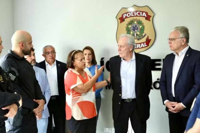 O ministro Lewandowski se reuniu com a governadora Fátima Bezerra, em Mossoró: "Possíveis falhas no presídio já estão sendo corrigidas" -  (crédito:  Jamile Ferraris/MJSP)