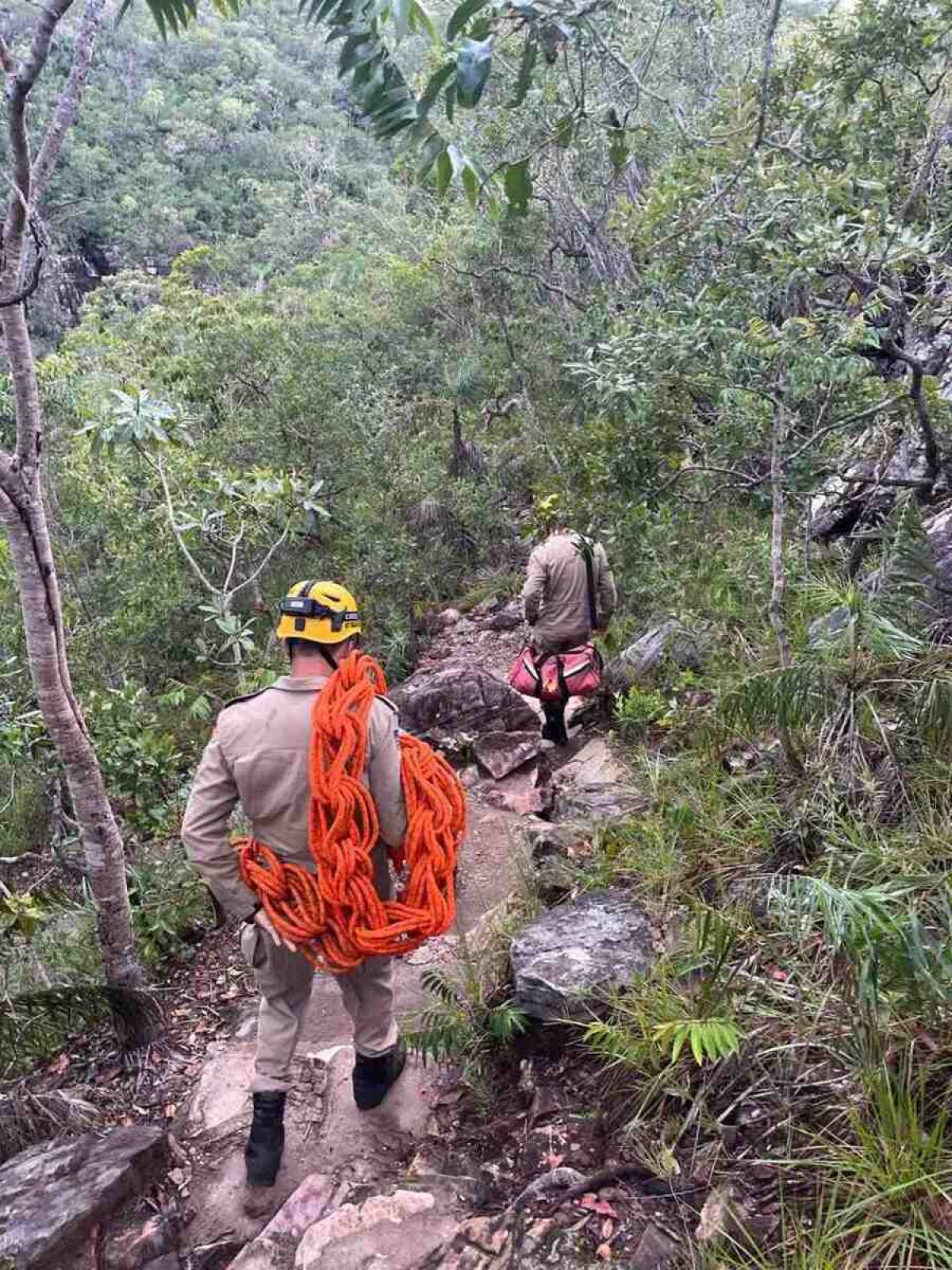 Corpo de Bombeiros fez a retirada da vítima do local 