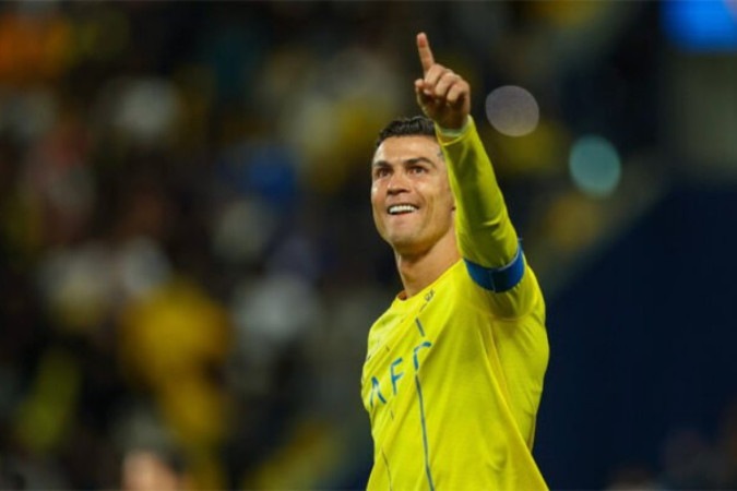 CR7 comemora o gol marcado na vitória do Al-Nassr nas oitavas da Champions da Ásia - Foto: Divulgação/@AlNassrFC -  (crédito: Foto: Divulgação/@AlNassrFC)