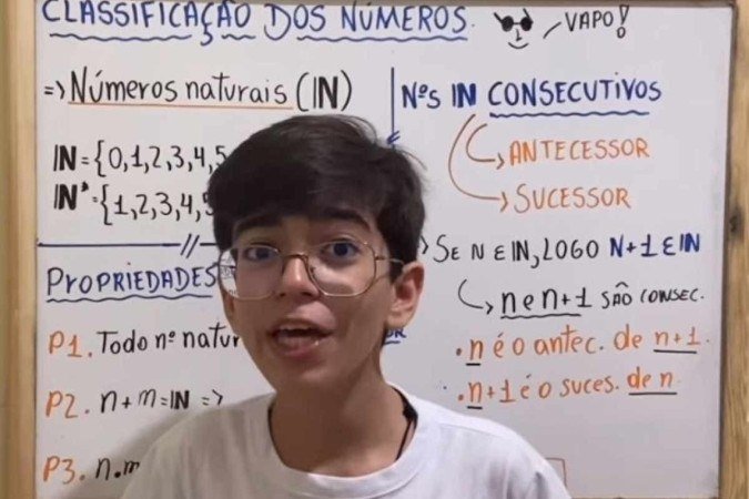 O paraibano Gustavo, 14 anos: sucesso nas redes desbravando a matemática - (crédito: Reprodução/ Instagram/ dicas.do.guga) O paraibano Gustavo, 14 anos: sucesso nas redes desbravando a matemática - (crédito: Reprodução/ Instagram/ dicas.do.guga)