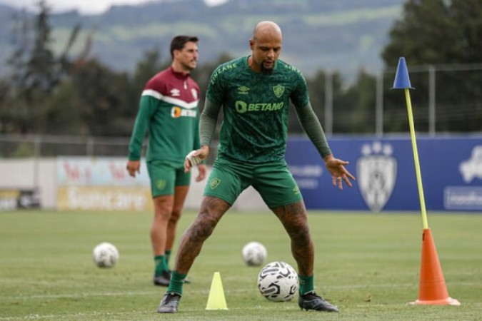 Felipe Melo em treinamento do Fluminense antes da decisão contra a LDU, do Equado -  (crédito:  Lucas Mercon)