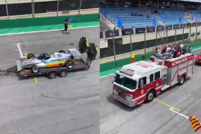 O corpo de Fittipaldi deu uma volta completa na pista do Autódromo de Interlagos -  (crédito: Reprodução/Instagram)