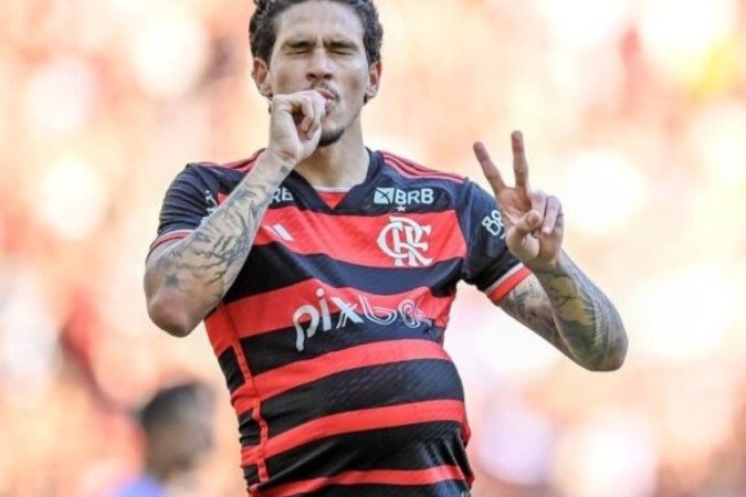 Pedro marcou o primeiro gol do Flamengo contra o Fluminense, neste domingo, no Maracanã - Foto: DIvulgação / Flamengo -  (crédito: Foto: DIvulgação / Flamengo)