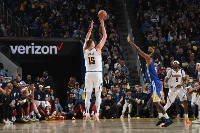 Cestinha do confronto, Jokic anotou o 18º triplo-duplo da temporada -  (crédito: Noah Graham / AFP)