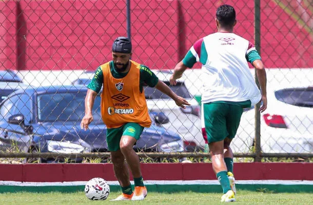Samuel Xavier durante o treinamento do Fluminense no CT Carlos Castilho  -  (crédito: - Foto: Marcelo Gonçalves/Fluminense)