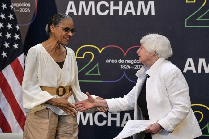 Marina Silva se encontra com a secretária do Tesouro dos EUA, Janet Yellen, em São Paulo: elogios ao Brasil -  (crédito:  AFP)