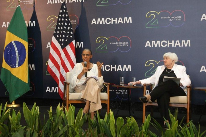 A ministra do Meio Ambiente, Marina Silva, e a secretária do Tesouro dos Estados Unidos, Janet Yellen -  (crédito:  Rovena Rosa/Agência Brasil)