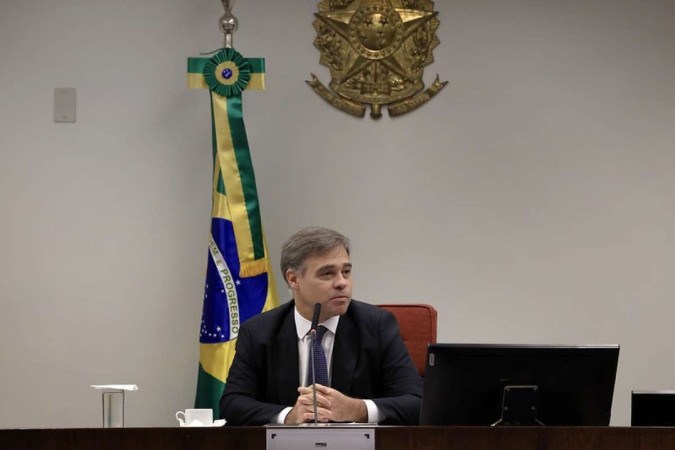 Ministro André Mendonça durante audiência de conciliação no âmbito de ação que questiona os termos dos acordos de leniência celebrados na Lava-Jato -  (crédito: Rosinei Coutinho/SCO/STF)