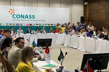 Reunião do Ministério da Saúde com os 27 representantes do Conselho Nacional de Secretários de Saúde (Conass), nesta quarta (28), em Brasília -  (crédito: Mayara Souto/CB)