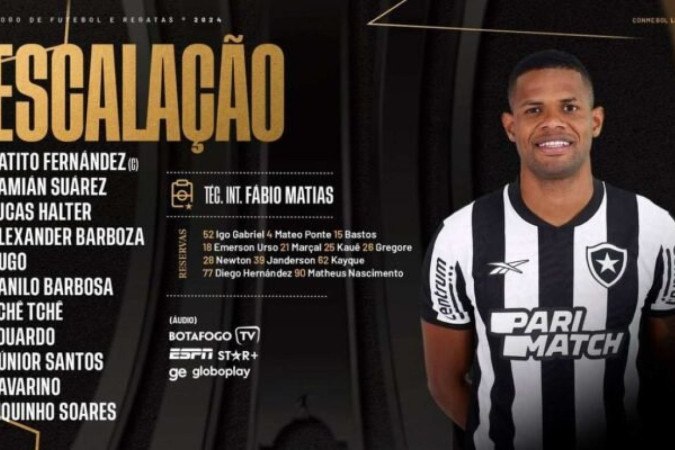 Escalação do Botafogo para jogo contra o Aurora, da Bolívia -  (crédito: Foto: Divulgação/Botafogo)