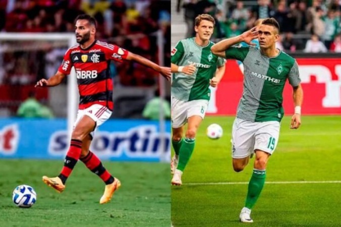 Thiago Maia e Borré são prioridades do Inter nos últimos dias de janela -  (crédito: Fotos: Marcelo Cortes / CRF e Divulgação / Werder Bremen)
