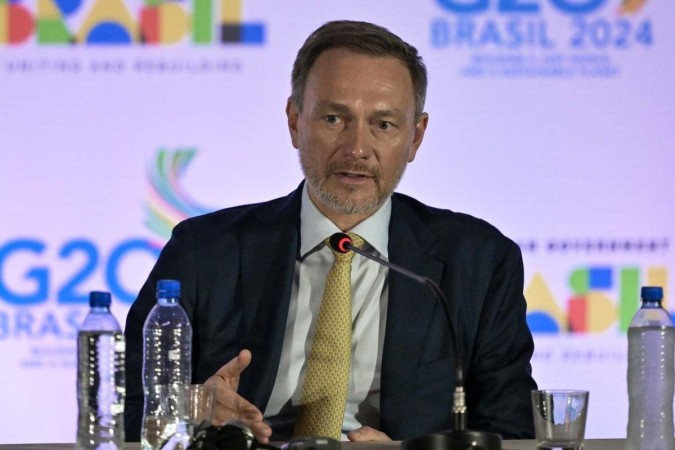  Christian Lindner durante 1ª reunião de ministros de Finanças e presidentes de bancos bentrais do G20 -  (crédito: NELSON ALMEIDA/AFP)