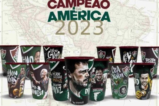 Fluminense lança linha especial de copos dos campeões da América -  (crédito: - Foto: Divulgação/Fluminense)