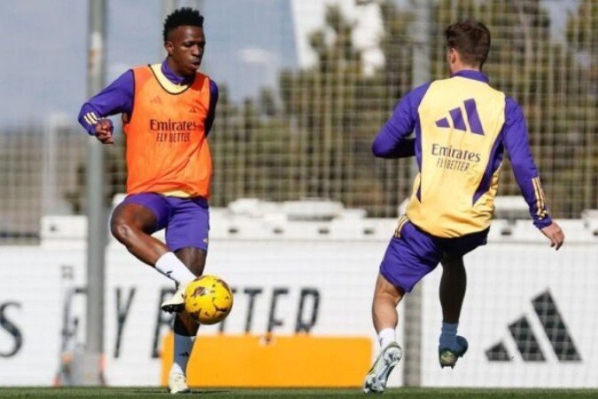 Vini Jr durante treinamento do Real Madrid - Foto: Divulgação / Real Madrid - (crédito: Foto: Divulgação / Real Madrid) Vini Jr durante treinamento do Real Madrid - Foto: Divulgação / Real Madrid - (crédito: Foto: Divulgação / Real Madrid)