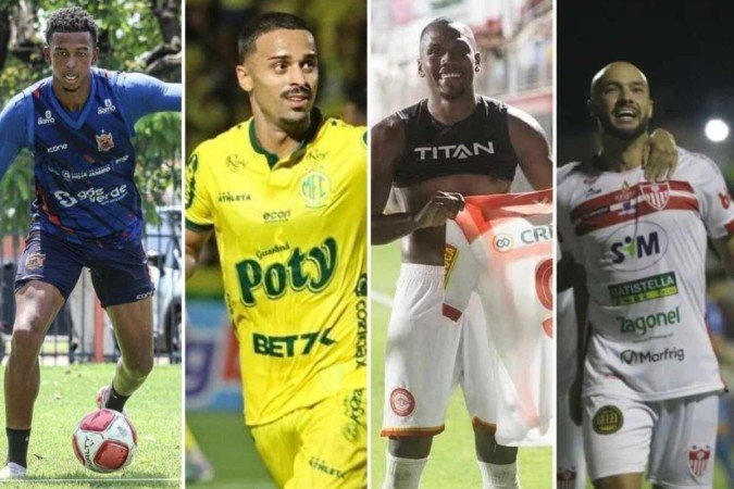 Carlinhos, Dellatorre, Igor Bahia e Michel: artilheiros dos principais estaduais do Brasil - (crédito: Nova Iguaçu/Mirassol/Tombense/Guarany/Divulgação) Carlinhos, Dellatorre, Igor Bahia e Michel: artilheiros dos principais estaduais do Brasil - (crédito: Nova Iguaçu/Mirassol/Tombense/Guarany/Divulgação)