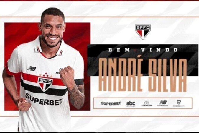 André Silva é oficializado no São Paulo - (crédito: Foto: Divulgação / São Paulo) André Silva é oficializado no São Paulo - (crédito: Foto: Divulgação / São Paulo)