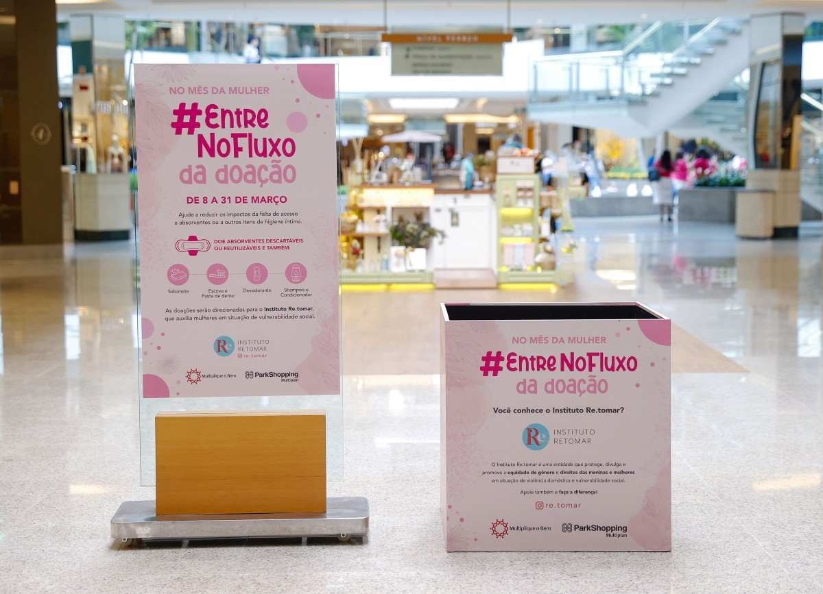  Campanha recebe doações de absorventes e itens de higiene pessoal em shopping