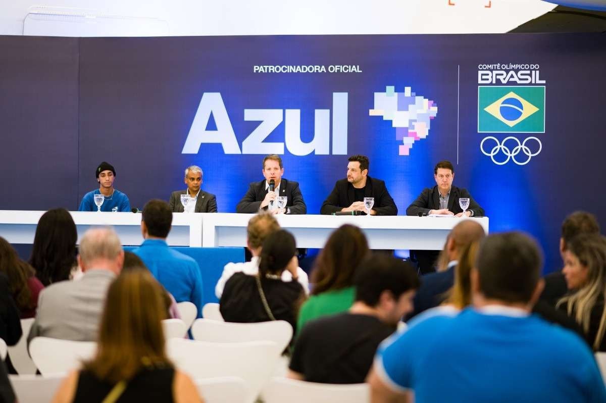  2024. Esporte. Comite Olimpico do Brasil ,anunciou parceria com a Companhia Aerea Azul;