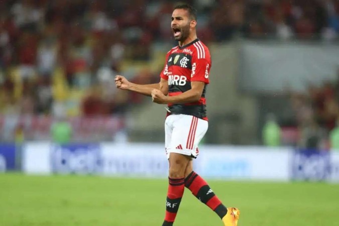 O jogador chegou ao Flamengo e foi multicampeão com o time carioca, vencendo os principais títulos do continente sul-americano, o mais importante a Libertadores de 2022 -  (crédito: Paula Reis/CRF)