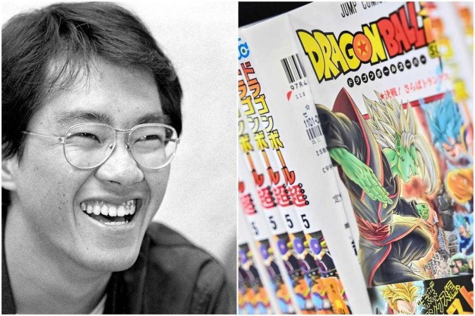 O criador dos quadrinhos e desenhos animados 'Dragon Ball', Akira Toriyama, morreu aos 68 anos -  (crédito: STR / JIJI PRESS / AFP e RICHARD A. BROOKS / AFP)