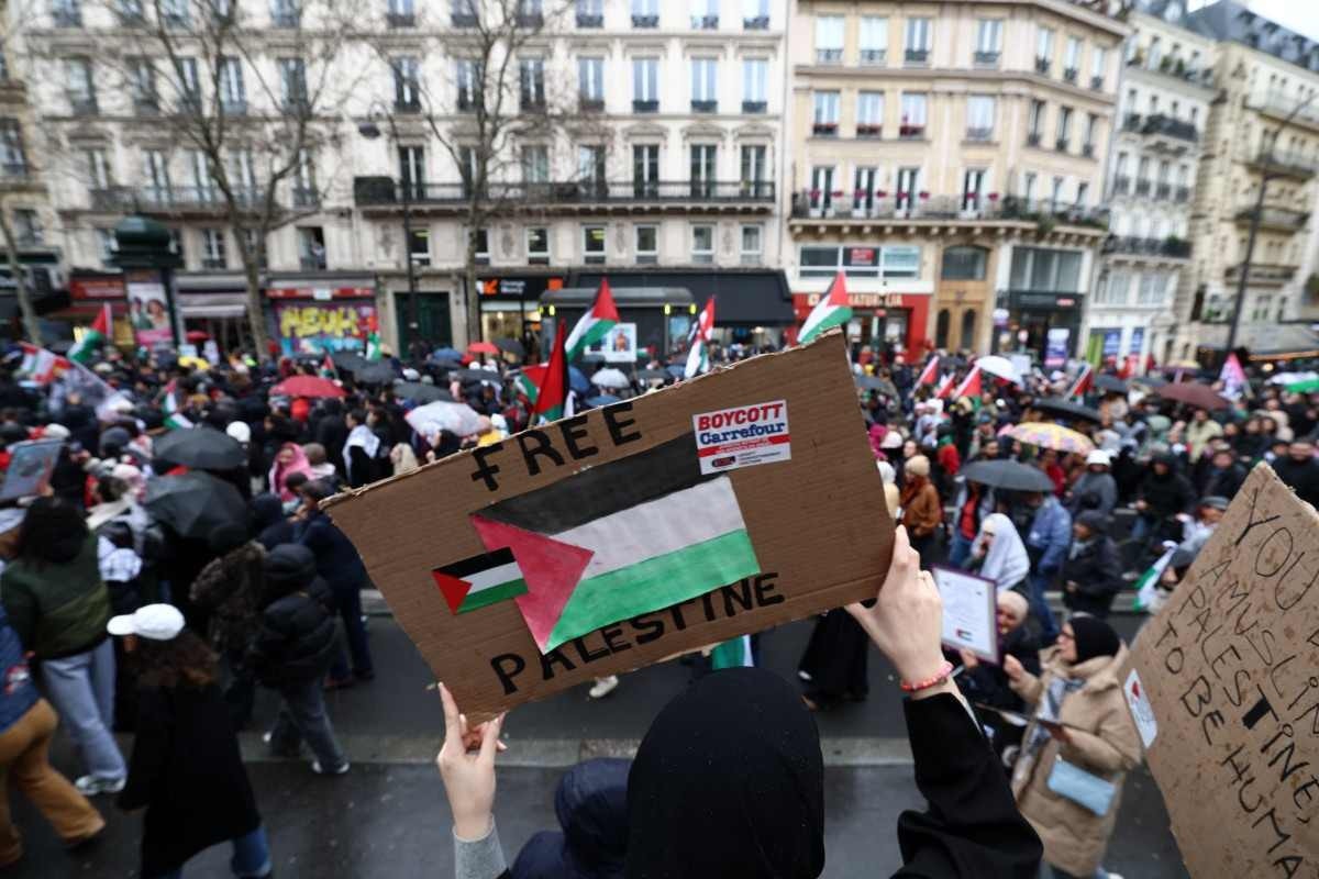 Protestos pelo fim do conflito em Gaza em Paris