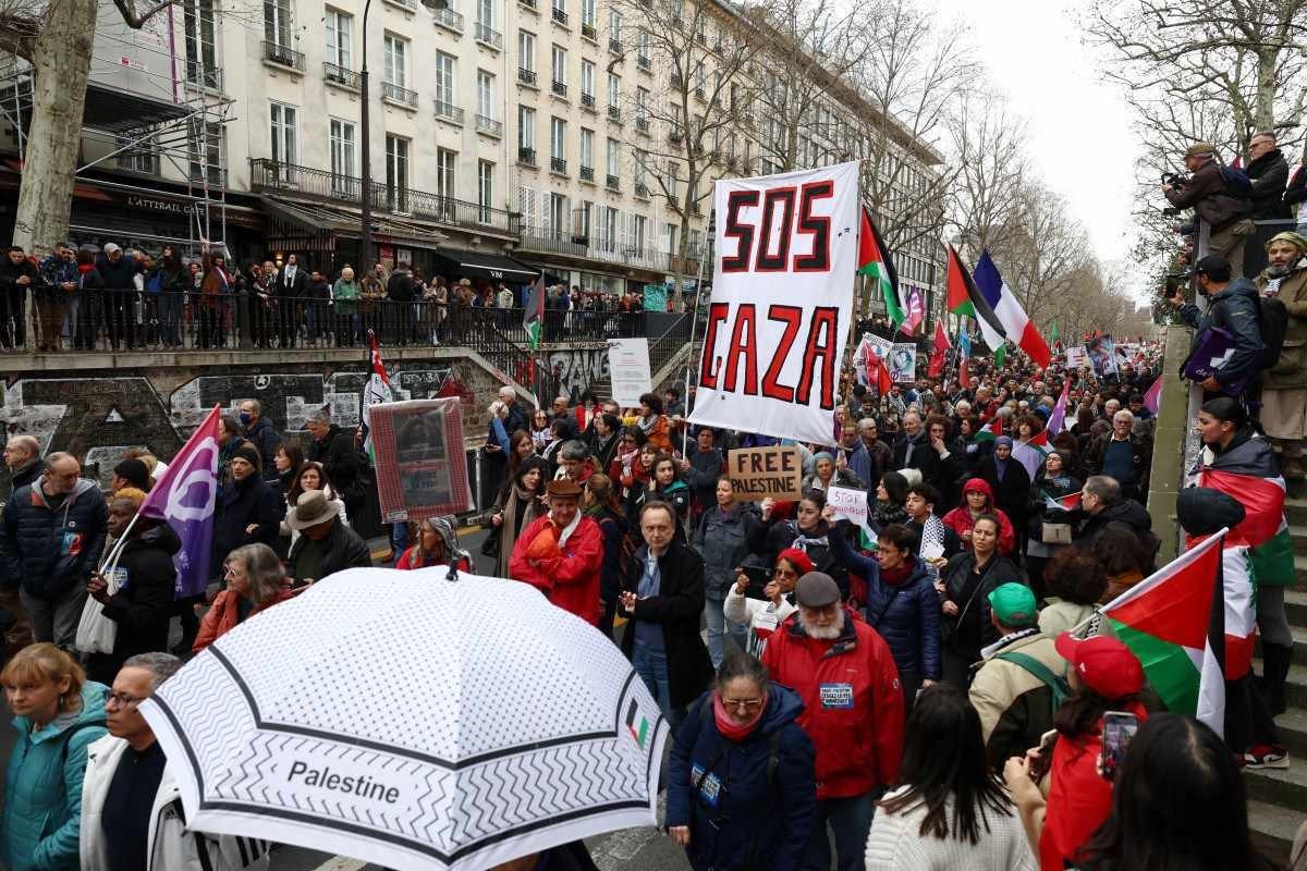 Protestos pelo fim do conflito em Gaza em Paris      