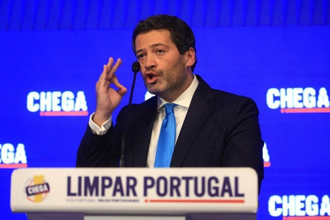 André Ventura e seu partido de direita radical Chega tiveram resultados expressivos, mas não se sabe se farão parte do governo -  (crédito: Getty Images)