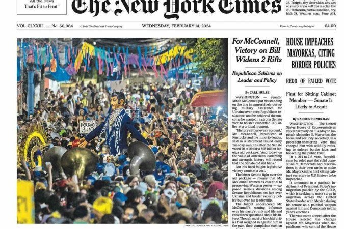 John Travolta foi capa do The New York Times na quarta-feira de cinzas. 