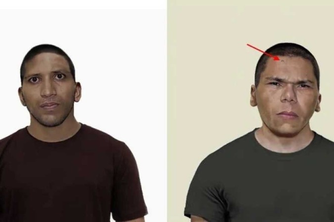 Simulações mostram possíveis aparências e disfarces de Rogerio Mendonça e Deibson Nascimento -  (crédito: Divulgação Polícia Federal)