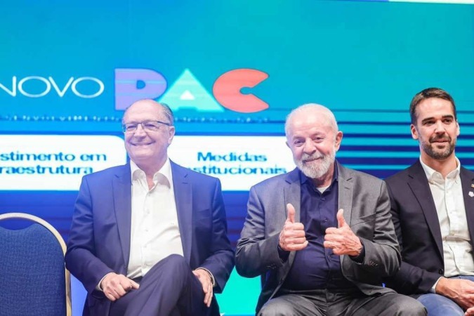 Presidente Lula, vice-presidente Geraldo Alckmin e o governador do Rio Grande do Sul, Eduardo Leite -  (crédito: Ricardo Stuckert)