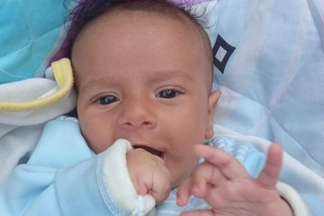 Uma foto do bebê Jamal al-Kaferna logo após o nascimento, em agosto de 2023 -  (crédito: Arquivo pessoal)