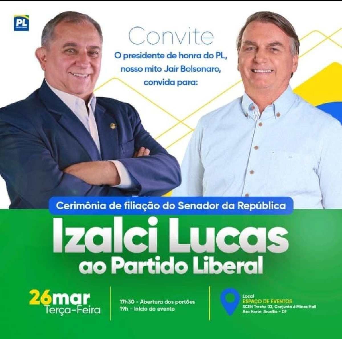 Convite da filiação de Izalci Lucas no PL