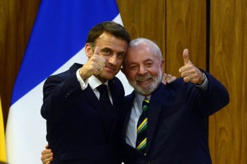 Macron com Lula: "Nós, europeus, temos o texto mais exigente do mundo em relação a desmatamento e descarbonização" -  (crédito:  Marcelo Ferreira/CB/D.A Press)