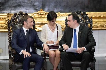 O presidente do Senado, Rodrigo Pacheco recebeu a visita do presidente da França, Emmanuel Macron, nesta quinta-feira -  (crédito: Pedro França/Agência Senado)