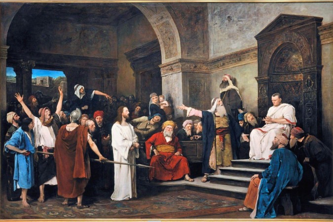 Pilatos interroga Jesus, em pintura de 1890 do russo Nikolai Ge -  (crédito: Domínio Público)