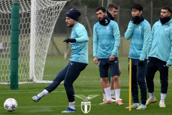 Jogadores da Lazio durante treinamento da equipe - Foto: Divulgação/SS. Lazio -  (crédito: Foto: Divulgação/SS. Lazio)