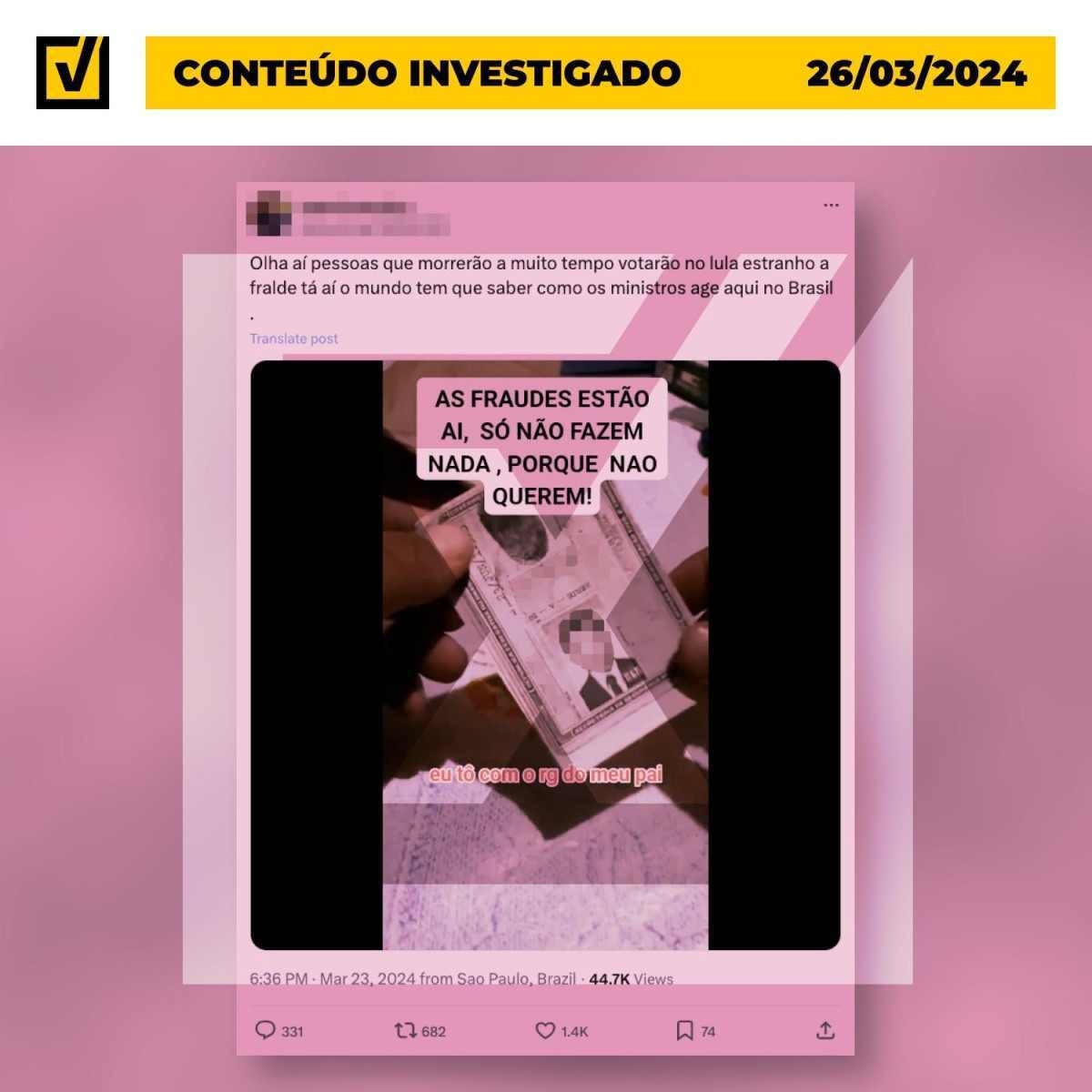 É falso que dados de homem morto tenham sido usados para votar em 2022