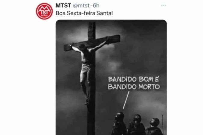 Postagem do MTST na Sexta-Feira Santa -  (crédito: Reprodução redes sociais)