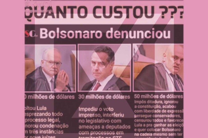 Não há provas de que os ministros do STF receberam milhões de dólares em propina, como dito pelo ex-presidente Jair Bolsonaro (PL) -  (crédito: Reprodução/Comprova)