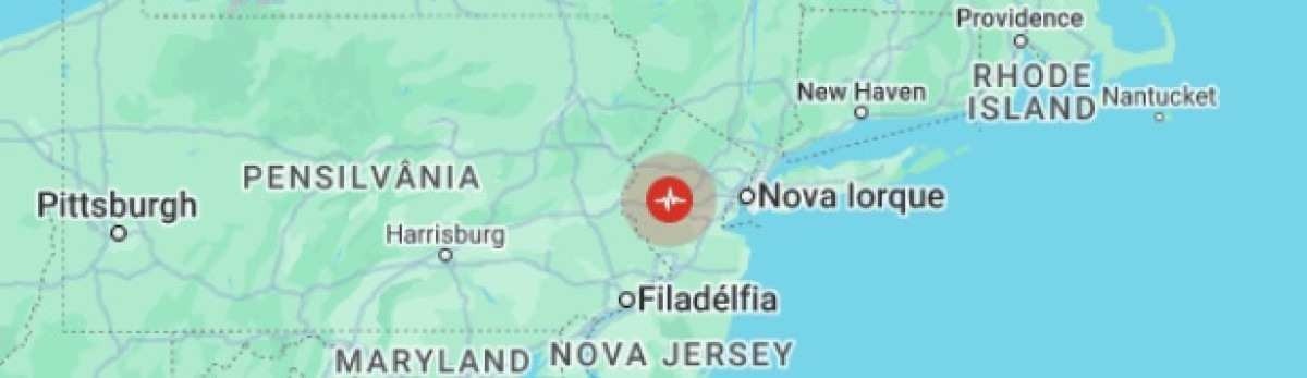 Um terremoto de magnitude de 4,8 atingiu a região de Nova York nesta sexta-feira (5/4) -  (crédito: Google/ reprodução)