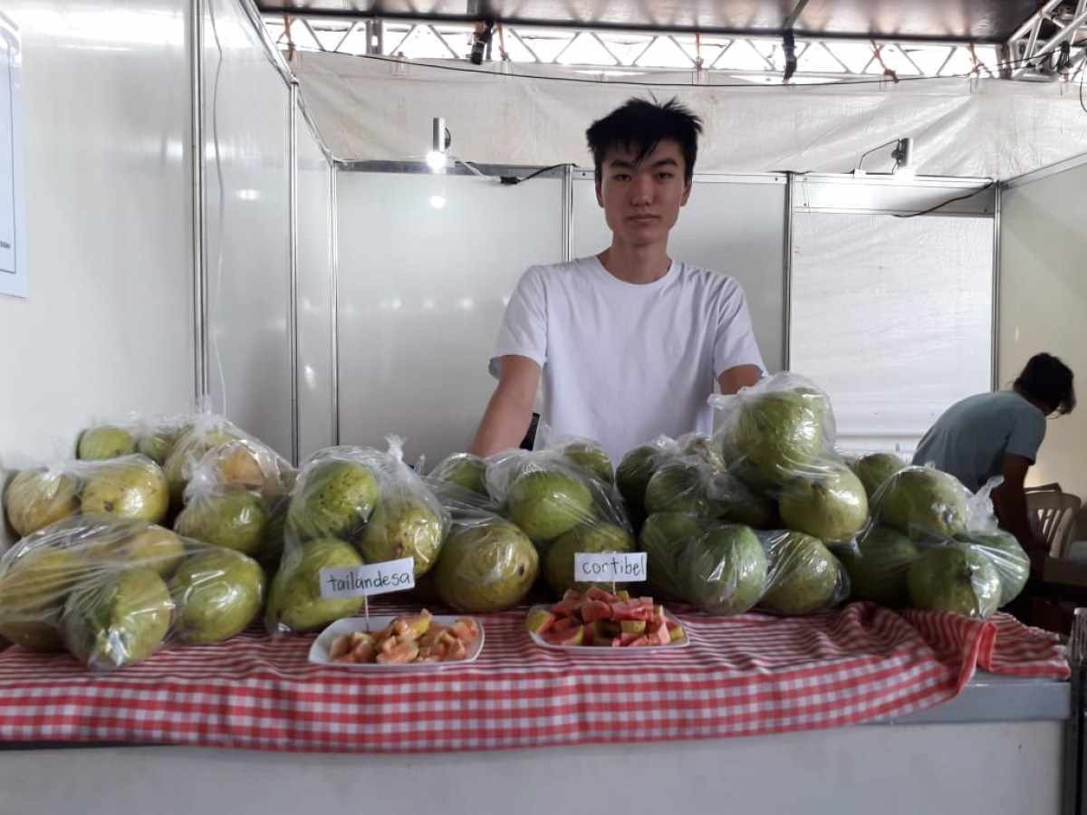  Bruno Shizukuda ajuda na venda das frutas in natura produzidas pelo tio  