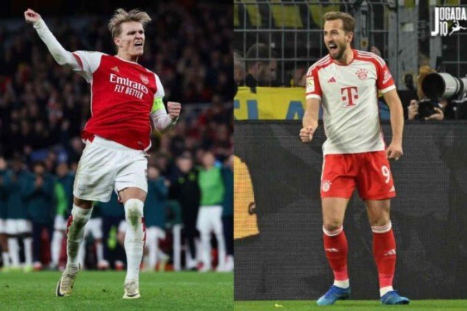 Odegaard e Kane são as esperanças de Arsenal e Bayern -  (crédito: Fotos: Adrian Dennis e Ina Fassbender/AFP via Getty Images)